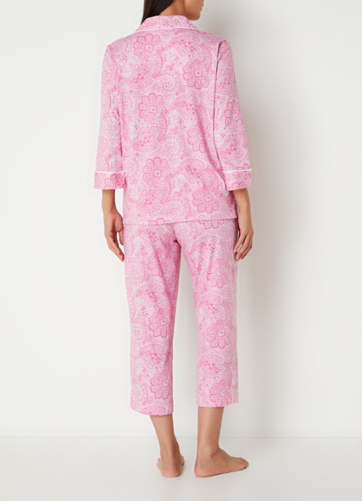 Ralph Lauren Pyamaset met paisley desson met logoborduring - achterkant 3 lichtroze