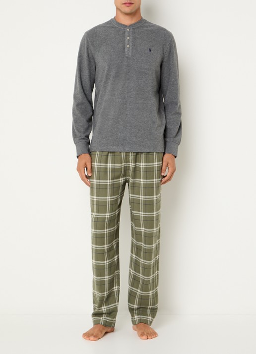 Ralph Lauren Pyjama top met logoborduring - voorkant 4 grijs