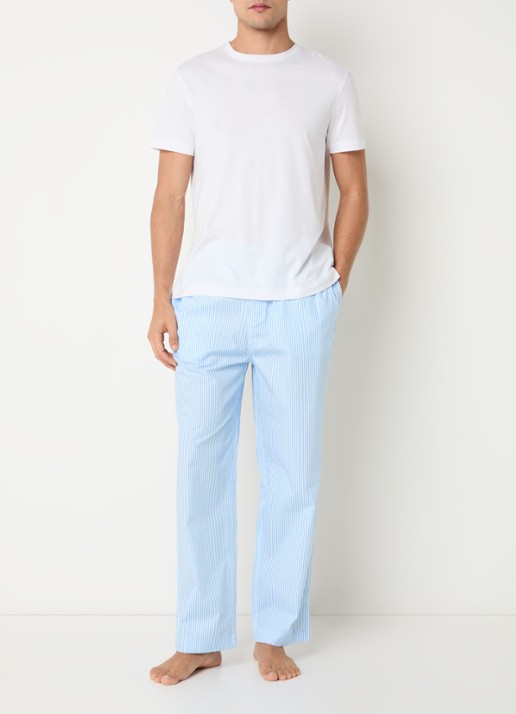 Ralph Lauren Pyjamabroek met logoprint en steekzakken - voorkant 5 lichtblauw