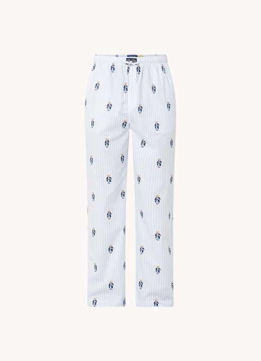 Ralph Lauren Pyjamabroek met logoprint en steekzakken - voorkant aquablauw