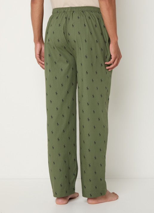 Ralph Lauren Pyjamabroek met logoprint en steekzakken - achterkant legergroen