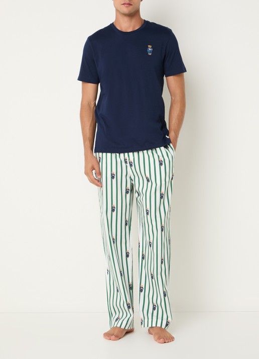 Ralph Lauren Pyjamabroek met logoprint en steekzakken - voorkant 2 mosgroen