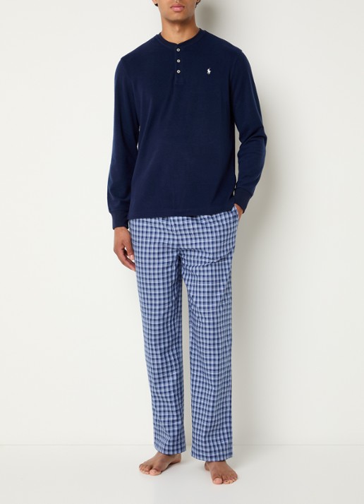 Ralph Lauren Pyjamabroek met logoprint en steekzakken - voorkant 2 royalblauw