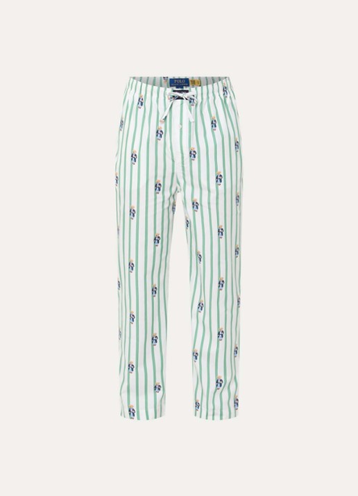 Ralph Lauren Pyjamabroek met streepprint - voorkant 3 groen