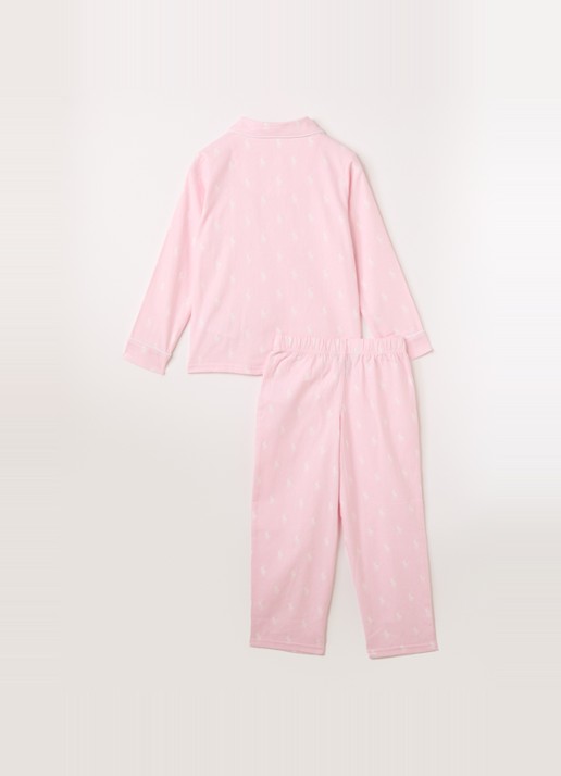 Ralph Lauren Pyjamaset met logoprint - voorkant 2 lichtroze