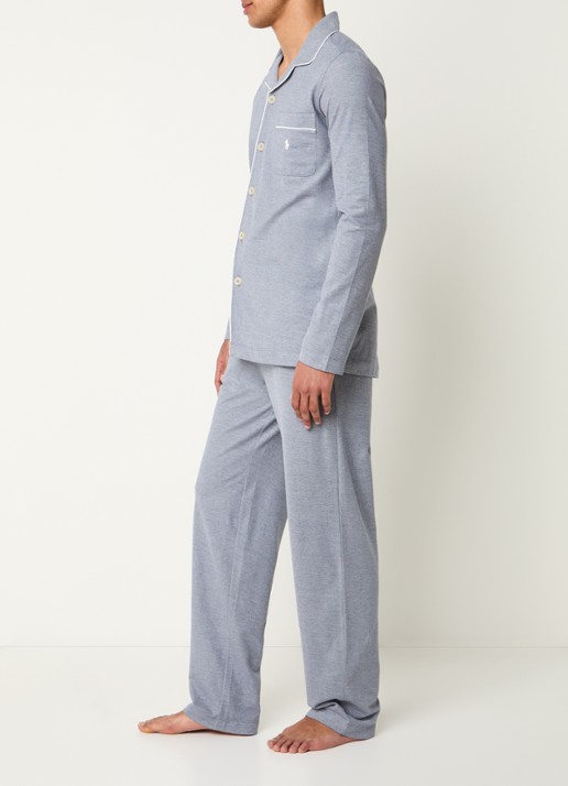 Ralph Lauren Pyjamaset met microdessin - voorkant 2 donkerblauw