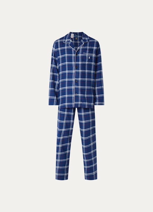 Ralph Lauren Pyjamaset met ruit dessin - voorkant 3 royalblauw