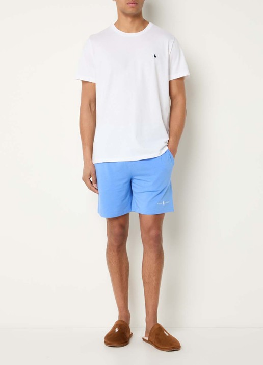 Ralph Lauren Pyjamashort met logo - voorkant 2 lichtblauw