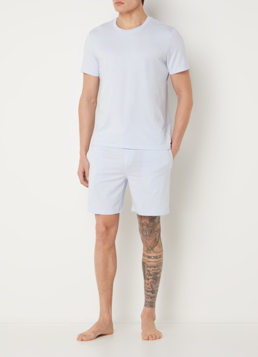 Ralph Lauren Pyjamashorts met logo - voorkant 4 oxford blue / lichtblauw