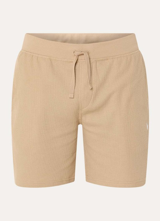 Ralph Lauren Pyjamashorts met structuur - voorkant camel