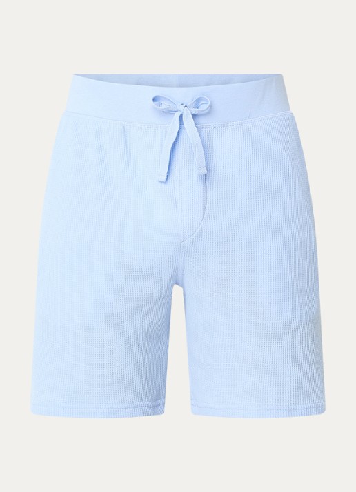 Ralph Lauren Pyjamashorts met structuur - voorkant lichtblauw