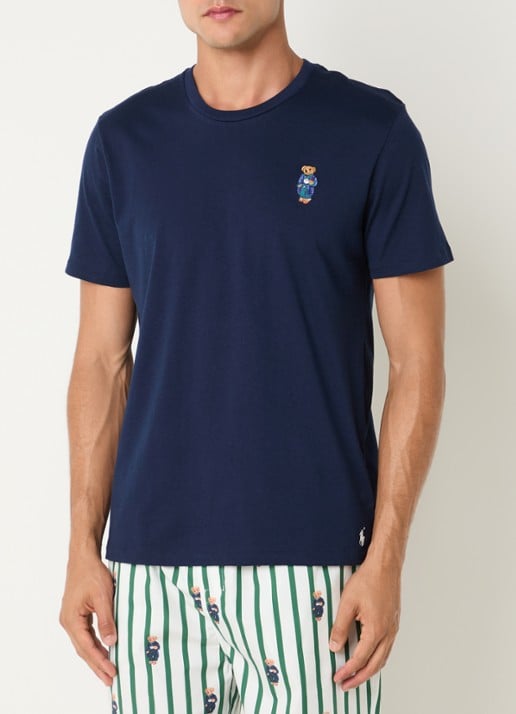 Ralph Lauren Pyjamatop met logo - detail 4 donkerblauw