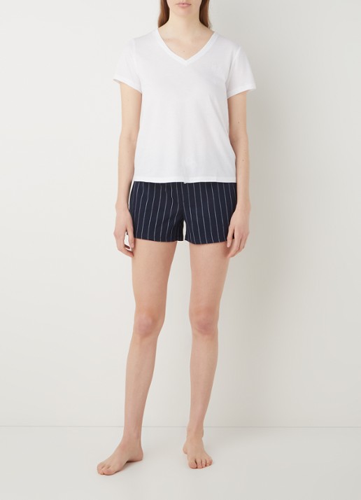 Ralph Lauren Pyjamatop met logoborduring - voorkant 3 wit