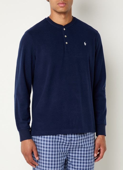 Ralph Lauren Pyjamatop met logoborduring - detail 2 donkerblauw