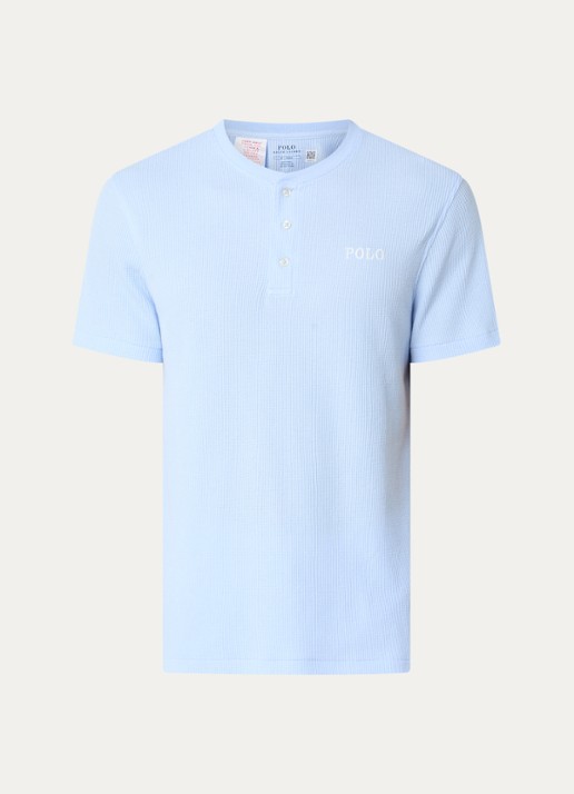 Ralph Lauren Pyjamatop met structuur - voorkant 3 lichtblauw