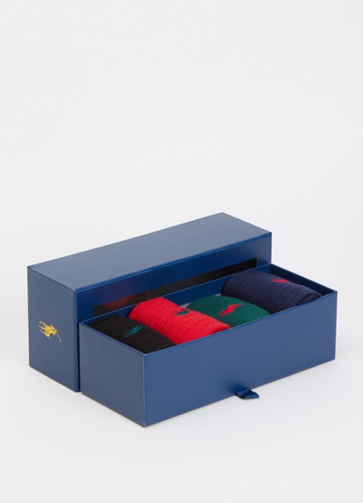 Ralph Lauren RBG Crew sokken in wolblend in 4-pack giftbox - detail 4 rood