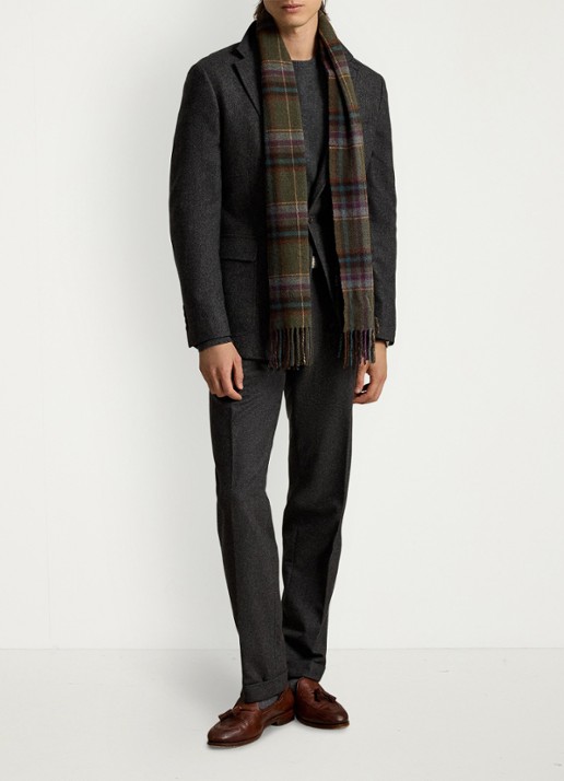 Ralph Lauren Regular fit colbert in wolblend met klepzakken - detail charcoal / antraciet