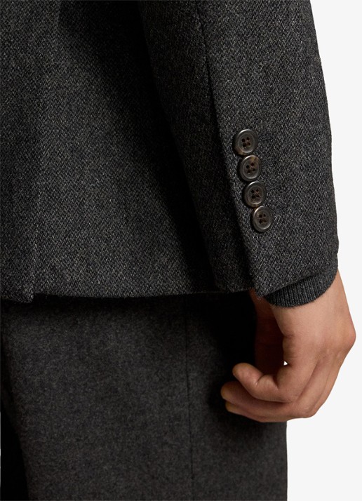 Ralph Lauren Regular fit colbert in wolblend met klepzakken - detail 2 charcoal / antraciet
