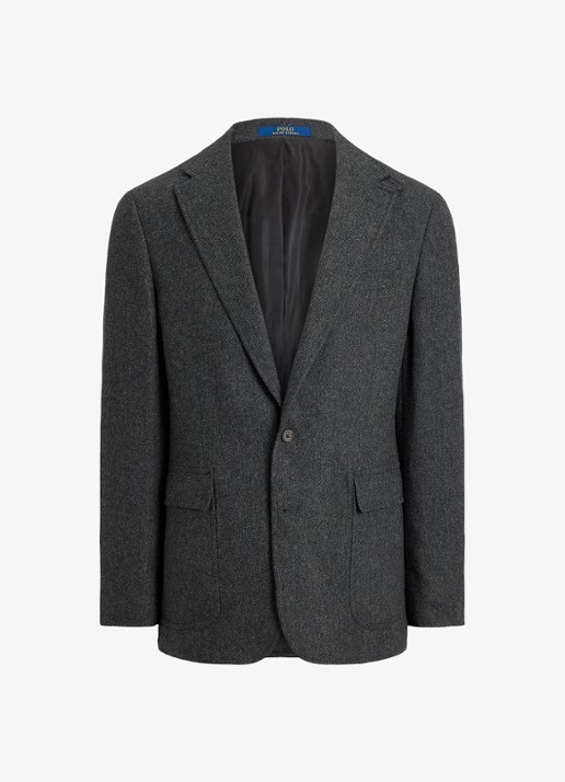 Ralph Lauren Regular fit colbert in wolblend met klepzakken - voorkant 4 charcoal / antraciet