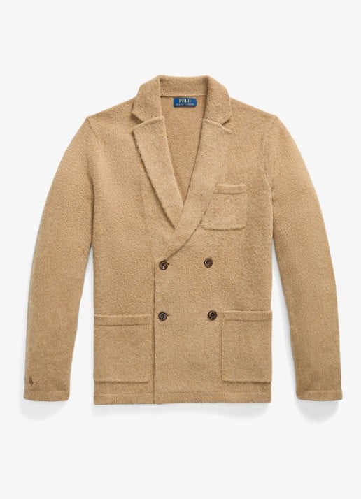 Ralph Lauren Regular fit double-breasted colbert in kasjmierblend met opgestikte zakken
