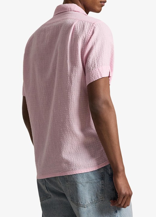Ralph Lauren Regular fit overhemd in linnenblend met borstzak en logoborduring - achterkant 6 carmel pink / roze
