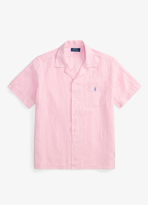 Ralph Lauren Regular fit overhemd in linnenblend met borstzak en logoborduring - voorkant 5 carmel pink / roze