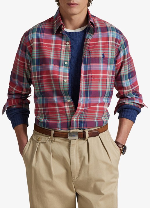 Ralph Lauren Regular fit overhemd met logoborduring - detail rood
