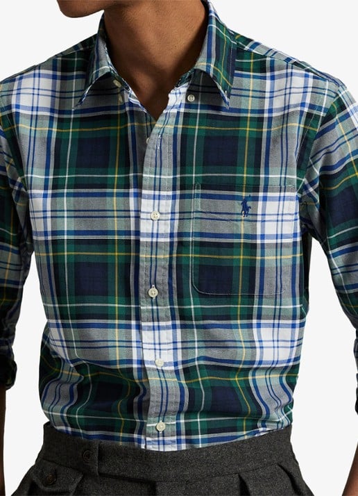 Ralph Lauren Regular fit overhemd met logoborduring - detail 4 groen