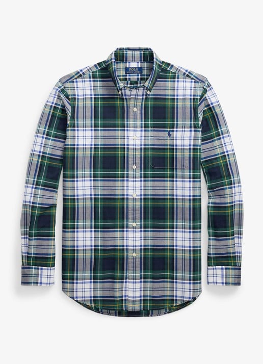 Ralph Lauren Regular fit overhemd met logoborduring - voorkant groen