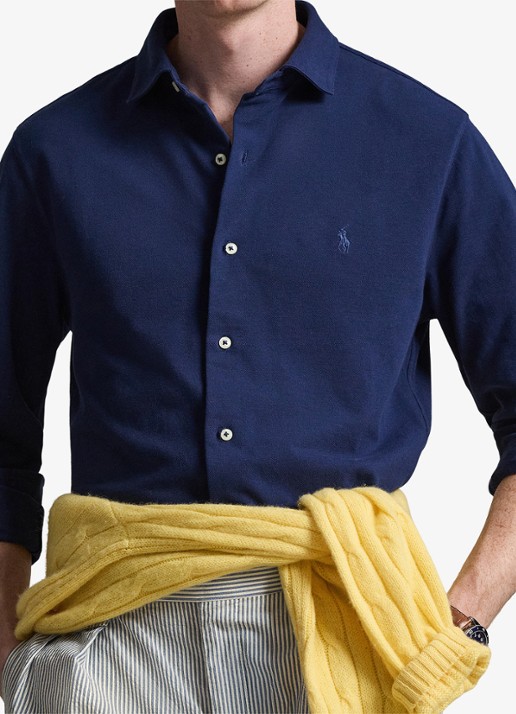 Ralph Lauren Regular fit overhemd met logoborduring - detail 4 dark cobalt / donkerblauw
