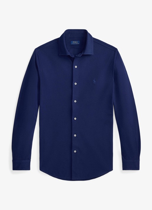 Ralph Lauren Regular fit overhemd met logoborduring - voorkant dark cobalt / donkerblauw