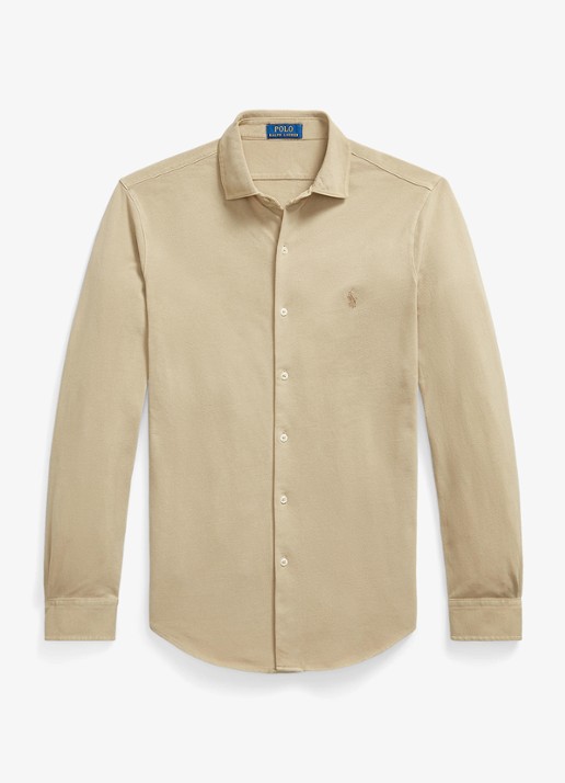 Ralph Lauren Regular fit overhemd met logoborduring - voorkant rl khaki / khaki