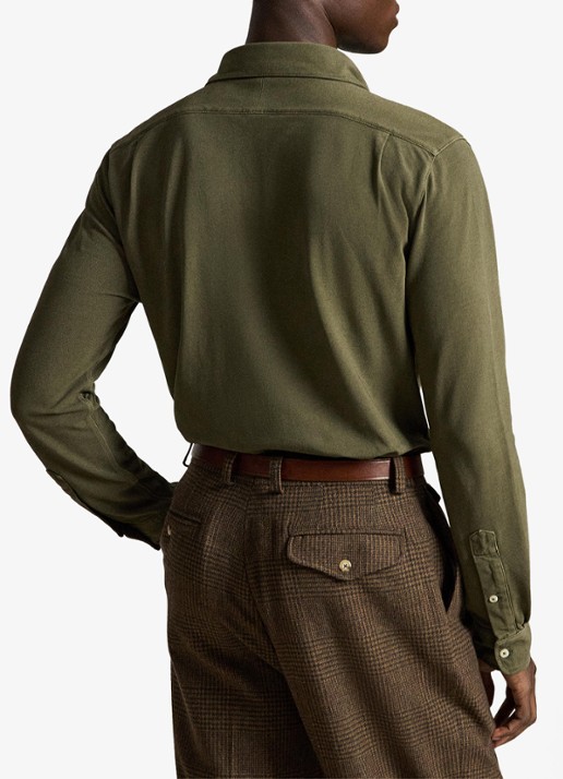 Ralph Lauren Regular fit overhemd met logoborduring - achterkant 3 outdoors olive / olijfgroen