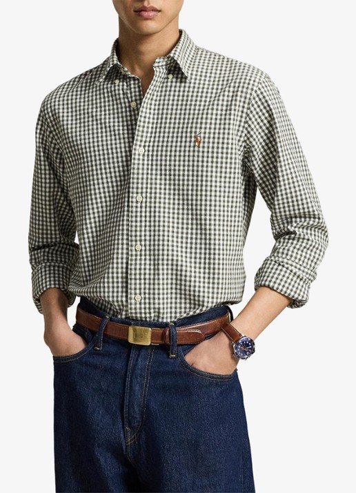 Ralph Lauren Regular fit overhemd met ruisedessin - voorkant 4 grijs