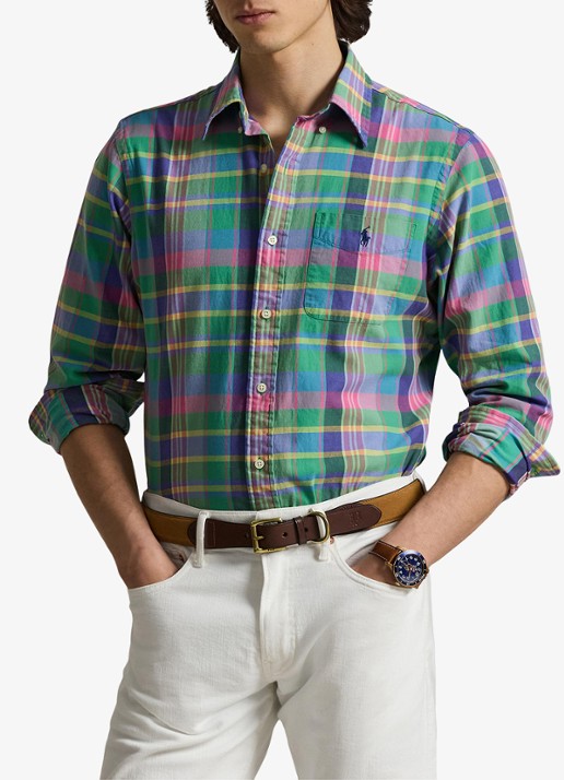 Ralph Lauren Regular fit overhemd met ruitdessin en borstzak - voorkant 3 green blue multi / groen