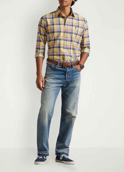 Ralph Lauren Regular fit overhemd met ruitdessin en logoborduring - voorkant 2 geel