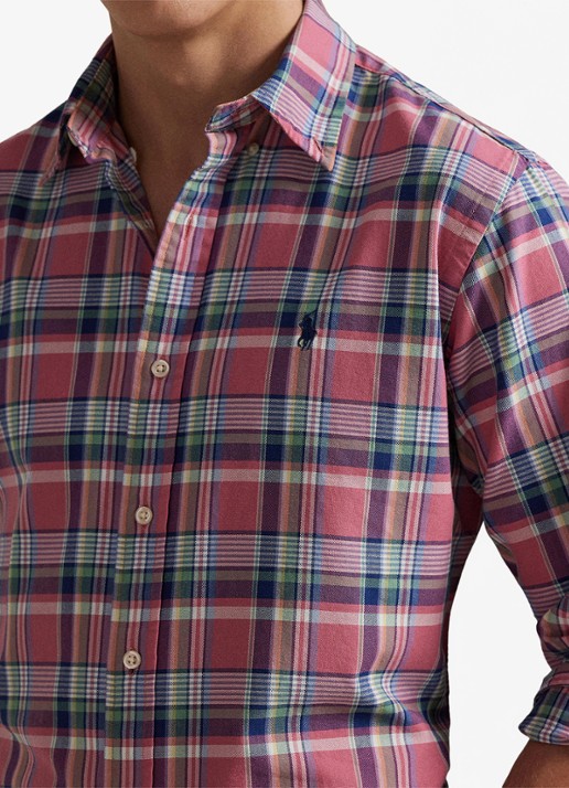 Ralph Lauren Regular fit overhemd met ruitdessin en logoborduring - detail 5 roze