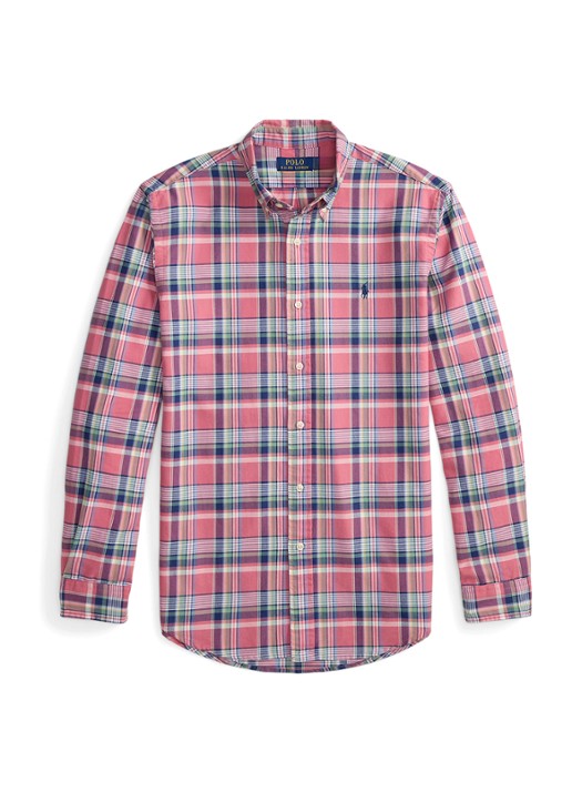 Ralph Lauren Regular fit overhemd met ruitdessin en logoborduring - voorkant roze