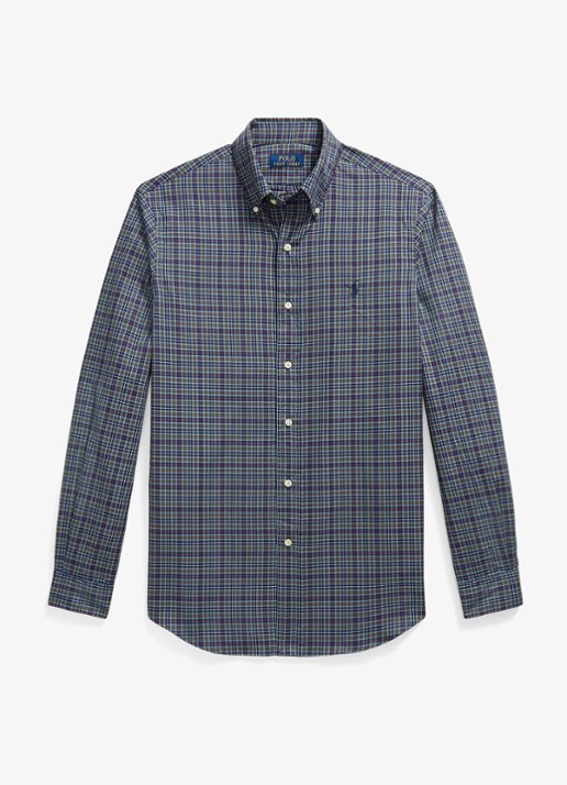 Ralph Lauren Regular fit overhemd met ruitdessin - voorkant 7365 blue brown multi / blauw
