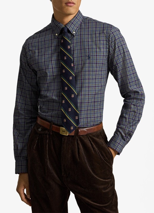 Ralph Lauren Regular fit overhemd met ruitdessin - voorkant 6 7365 blue brown multi / blauw