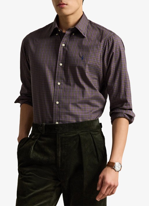 Ralph Lauren Regular fit overhemd met ruitdessin - voorkant 5 7364 olive lavender multi / olijfgroen