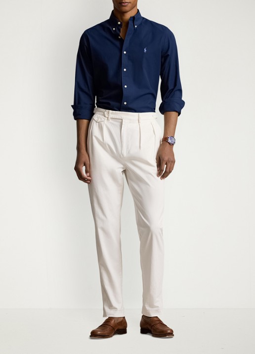 Ralph Lauren Regular fit overhemd met streepprint - voorkant newport navy / donkerblauw