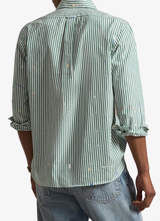 Ralph Lauren Regular fit overhemd met streepprint - achterkant 7032 valley paint splatter / lichtgroen