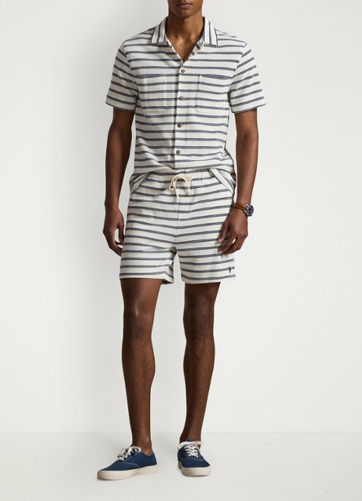 Ralph Lauren Regular fit overhemd met streepprint - voorkant 2 pale cream/newport navy-zyrs