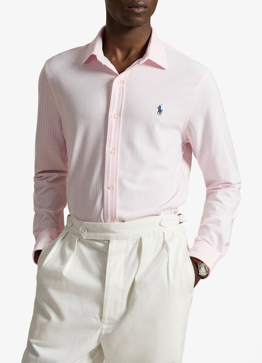 Ralph Lauren Regular fit overhemd met streepprint - voorkant 2 white/carmel pink / roze