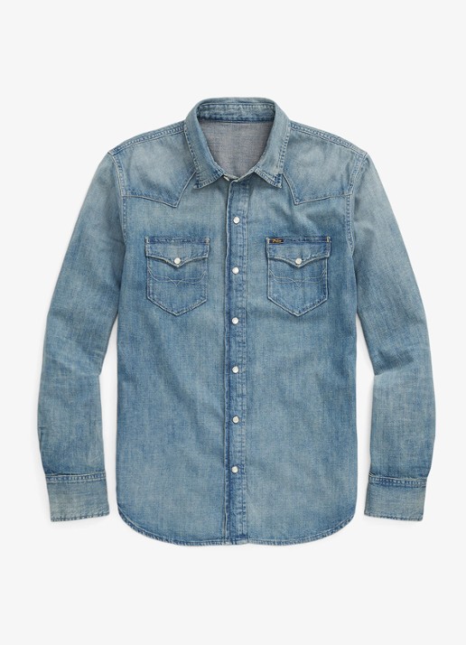 Ralph Lauren Regular fit overhemd van denim met borstzakken - voorkant 7 indigo