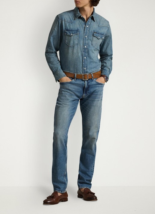 Ralph Lauren Regular fit overhemd van denim met borstzakken - voorkant 8 indigo