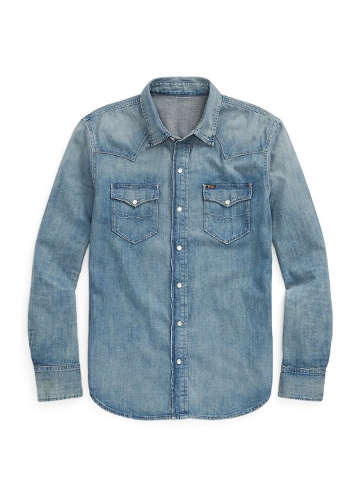 Ralph Lauren Regular fit overhemd van denim met borstzakken - voorkant 9 indigo