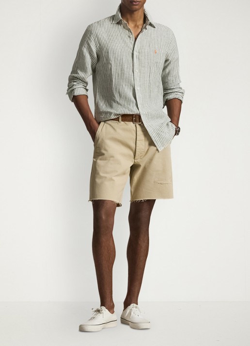 Ralph Lauren Regular fit overhemd van linnen met streepprint - voorkant 2 5137h garden trial white-zyen