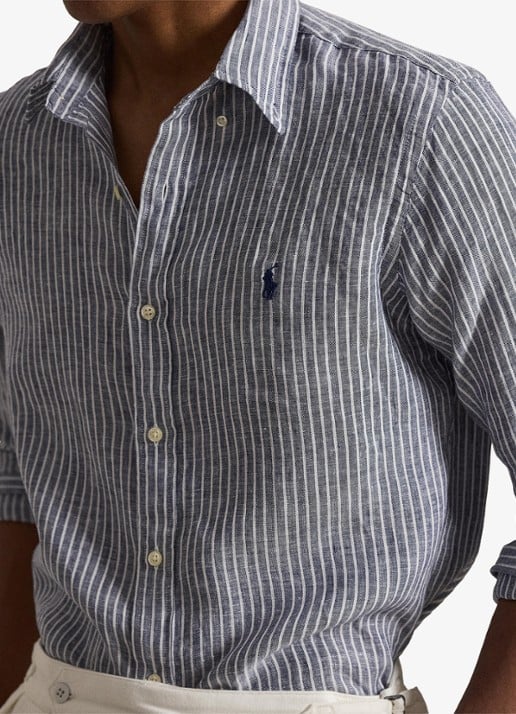Ralph Lauren Regular fit overhemd van linnen met streepprint - detail 5 new classic navy white